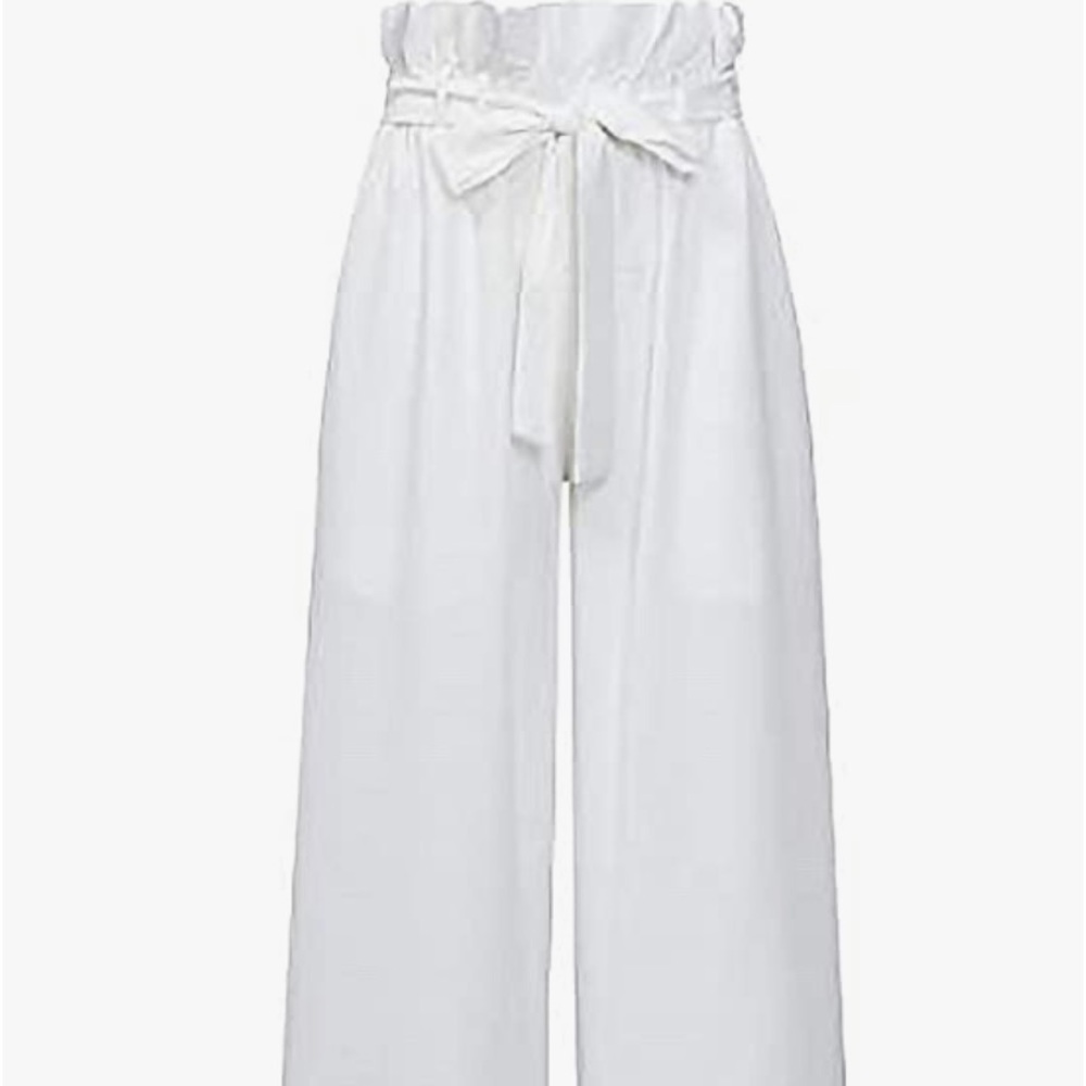White palazzo pants  Trash bag high waist pants semi-sheer wide leg NWT